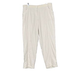 J Jill Pants Womens 14 Beige Pull On Elastic Waist Adjustable Length 100% Cotton